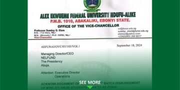 The management of ALEX EKWUEME FEDERAL UNIVERSITY, EBONYI STATE confirms