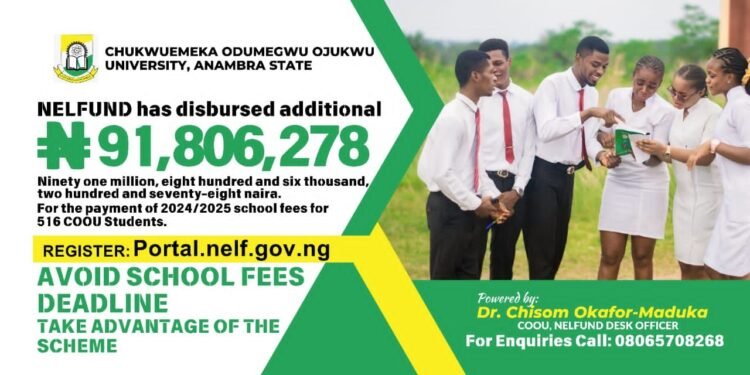 COOU Secures Additional ₦91.8 Million NELFUND Disbursement for Students’ School Fees