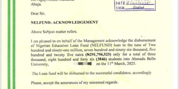 ABU Acknowledges Receipt of N291.8m Education Loan Disbursement for 3,846 Students